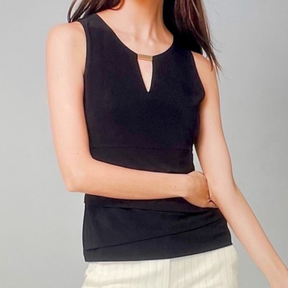 White House Black Market Black Sleeveless Blouse